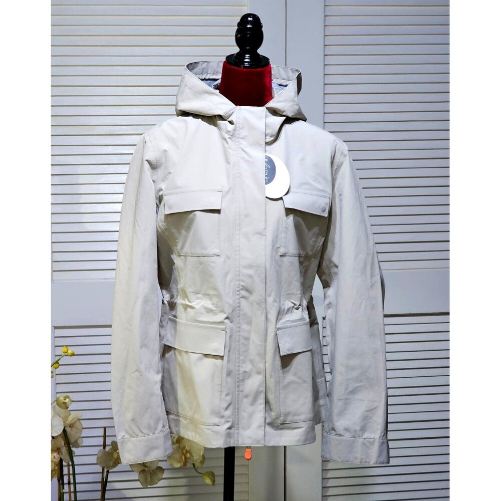 NWT Save The Duck Women's Beige Pro-Tech  Waterproof Hooded Jacket Size 4 2616